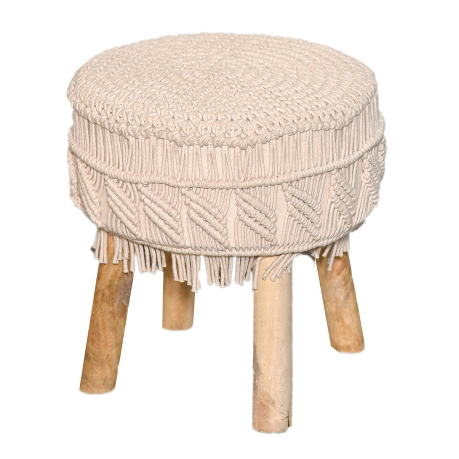 bohemian handmade furniture macrame ottoman stools manufacturer, Supplier and exporter