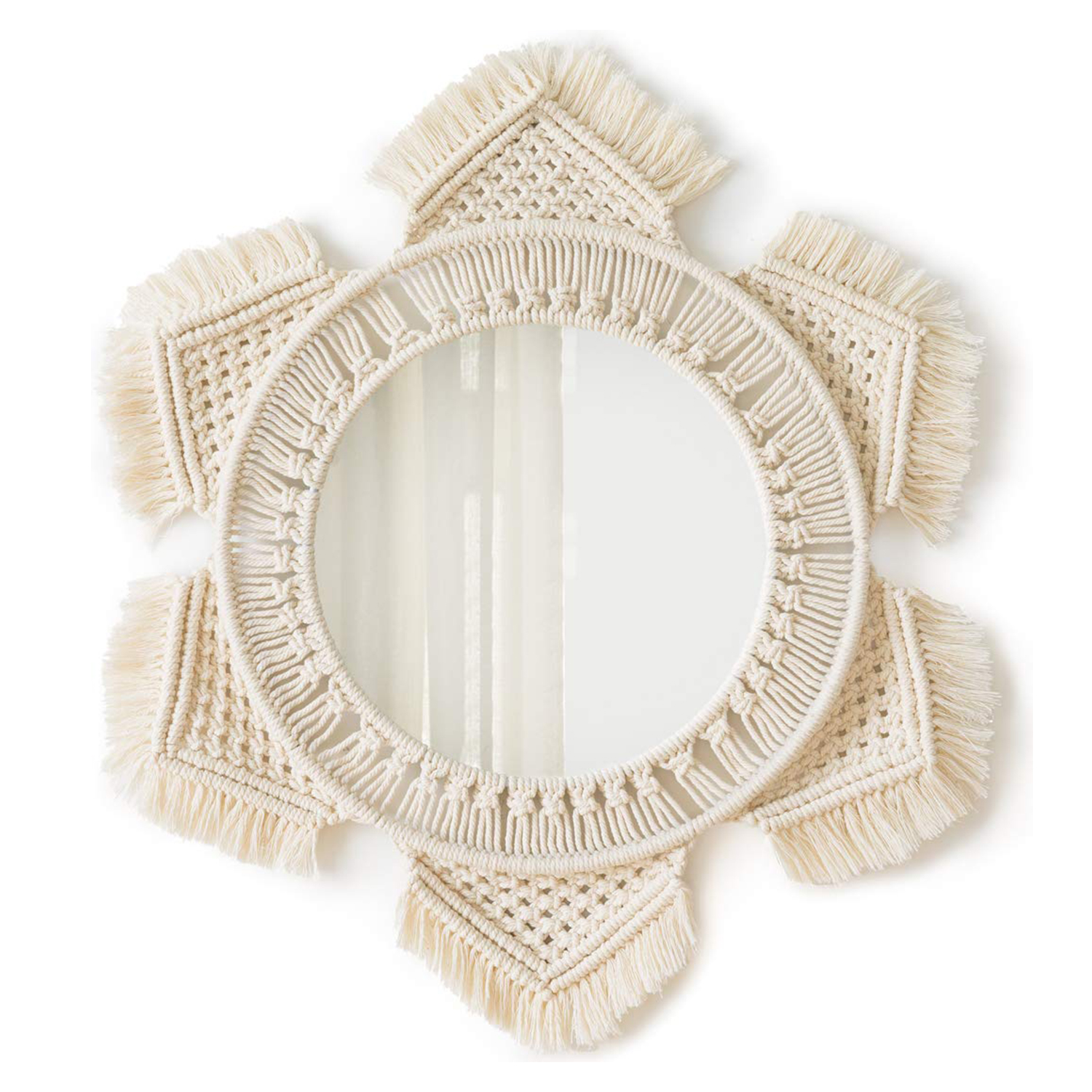 cotton handmade macrame wall decorative mirrors  manufacturer, Supplier and exporter