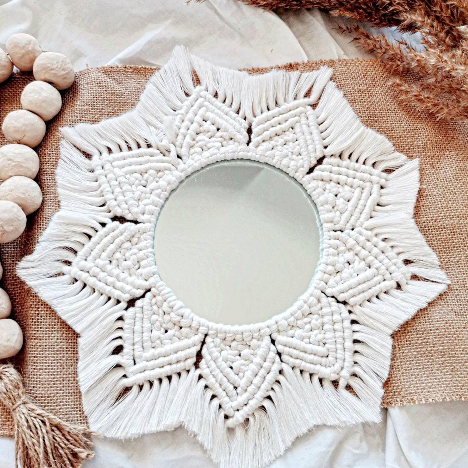 cotton handmade macrame wall decorative mirrors  manufacturer, Supplier and exporter