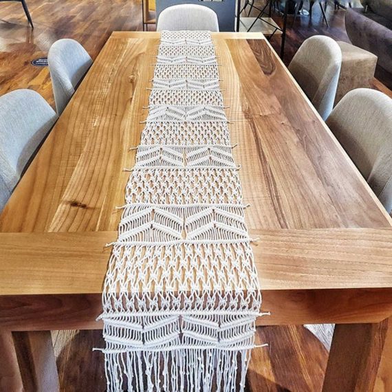 Large Macrame Cotton Table Runner