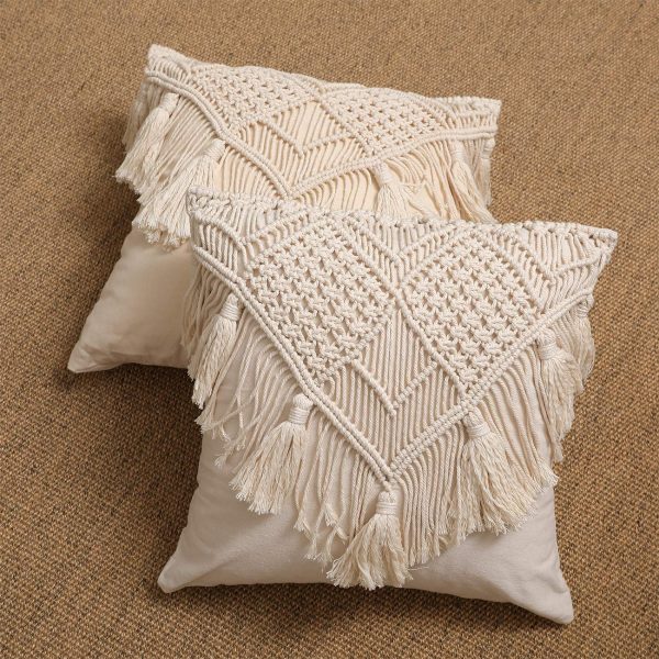 Bohemian Macrame Cushion Cover with Tassels by Kaahira