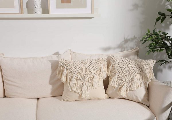 Bohemian Macrame Cushion Cover with Tassels by Kaahira