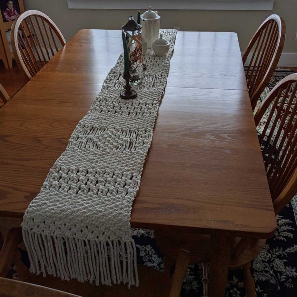 Macrame Knotted Cotton Dining Table Runner-14x78"