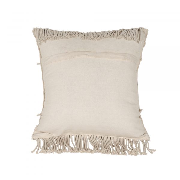 Square Macrame Cushion Cover in off white color by Kaahira