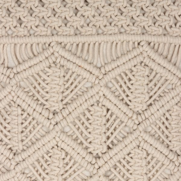 Square Macrame Cushion Cover in off white color by Kaahira