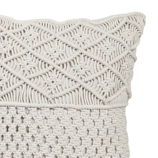 Macrame Sofa Cushion Cover in off white color by Kaahira