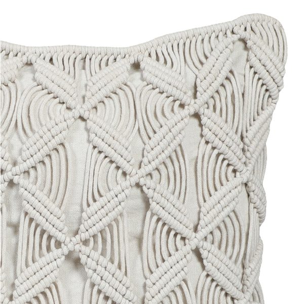 Cotton Macrame Cushion Cover in off white