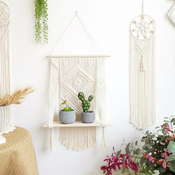 Simple and Unique Handmade Macrame Wall Hanging Shelf