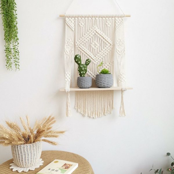 Simple and Unique Handmade Macrame Wall Hanging Shelf