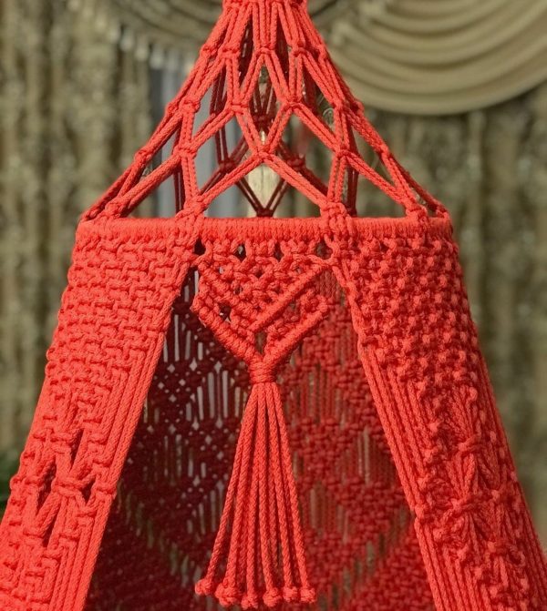 red macrame swing