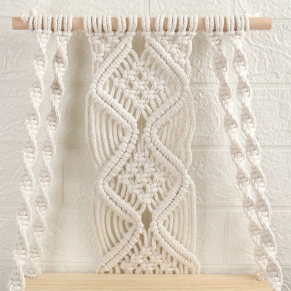 Handmade Macrame Wall Hanging Shelf Planter in Off White by Kaahira