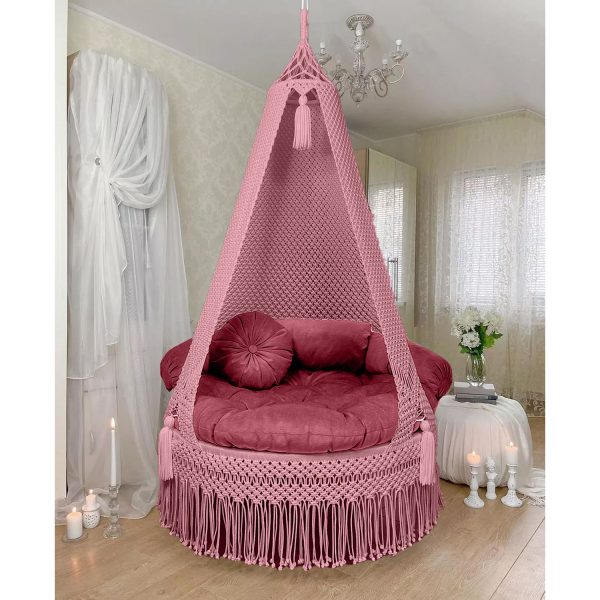 Macrame Swing In Bubblegum Pink Colour by Kaahira