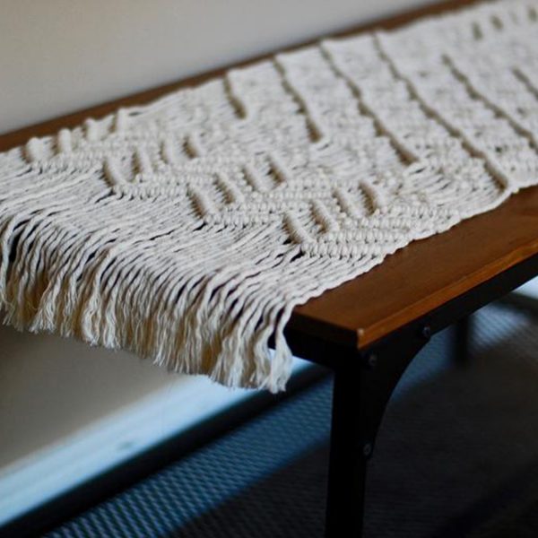 Farmhouse Macrame Cotton Table Runner-14x78"