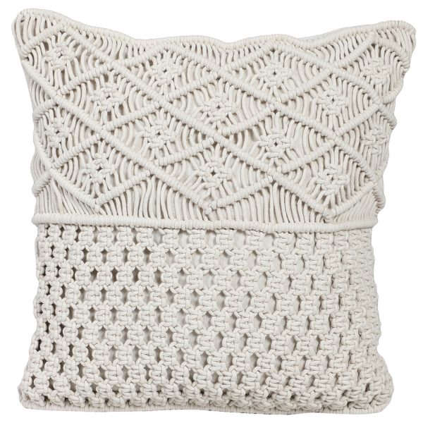 Macrame Sofa Cushion Cover in off white color by Kaahira