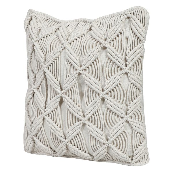 Cotton Macrame Cushion Cover in off white