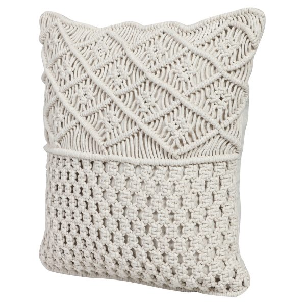 Macrame Sofa Cushion Cover in off white color by Kaahira