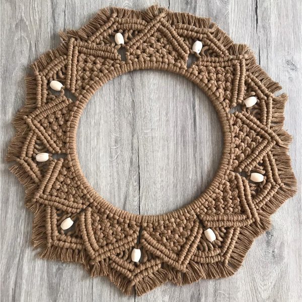 Macrame Wall-Mounted Mirrors in Brown Color by Kaahira