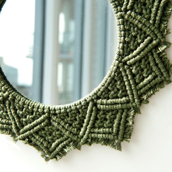 Multicolor macrame wall mirror