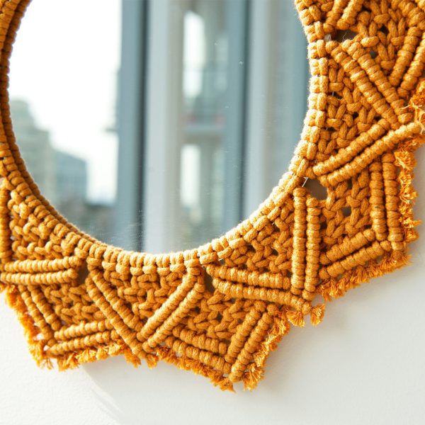 Multicolor macrame wall mirror