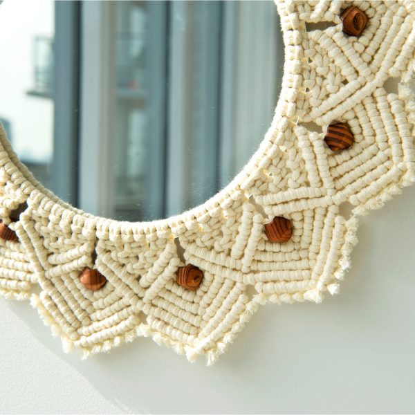 Multicolor macrame wall mirror