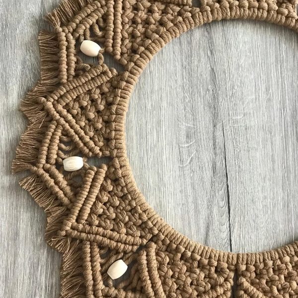 Macrame Wall-Mounted Mirrors in Brown Color by Kaahira