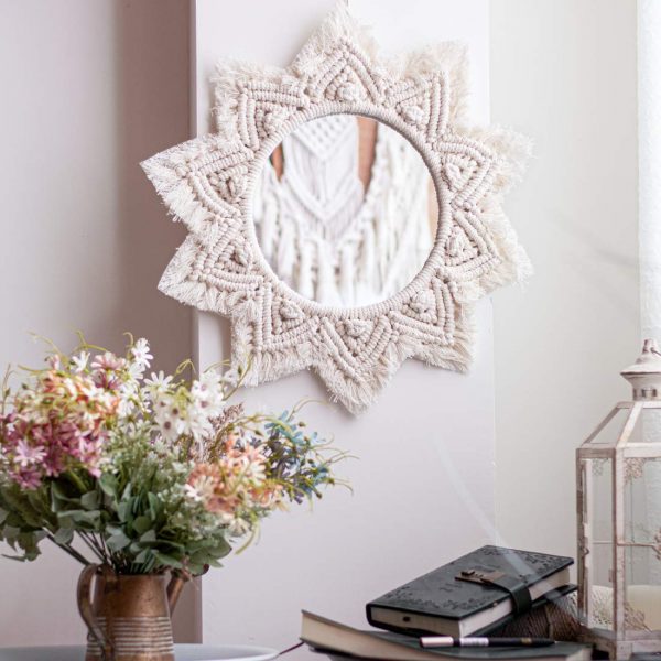 Macrame Decorative Wall Mirror by Kaahira