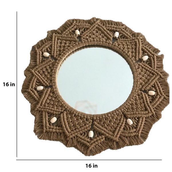 Macrame Wall-Mounted Mirrors in Brown Color by Kaahira