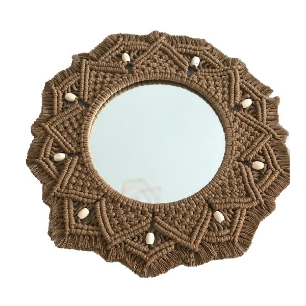 Macrame Wall-Mounted Mirrors in Brown Color by Kaahira