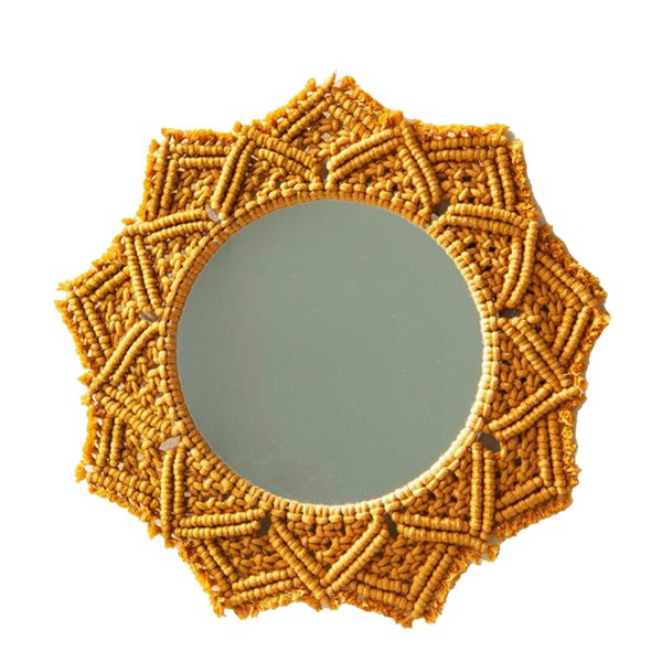 Multicolor macrame wall mirror