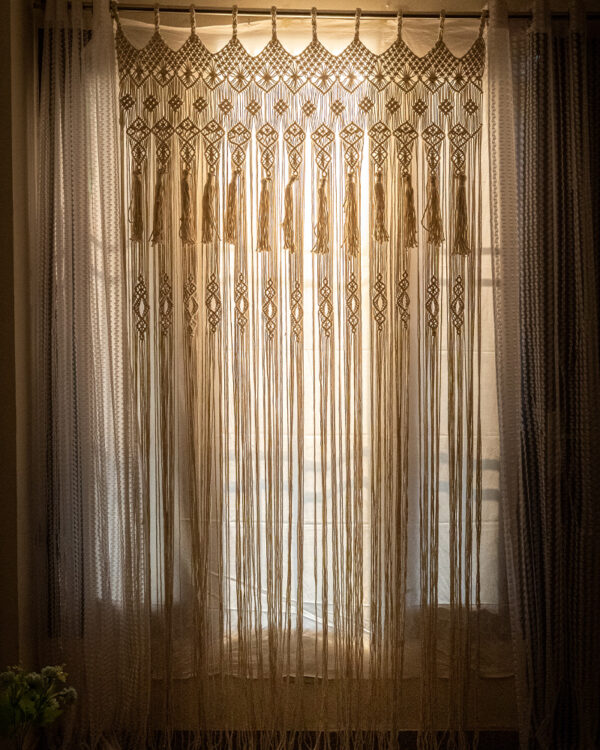 Handwoven Cotton Macrame Rope Curtains for Doors - 4x8 feet