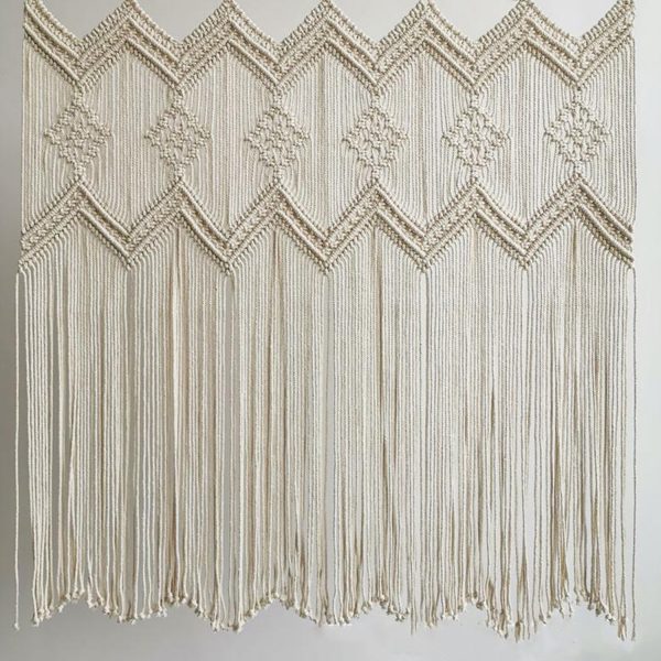 Macrame Cotton Semi-Sheer Curtain for Windows-4x4 feet