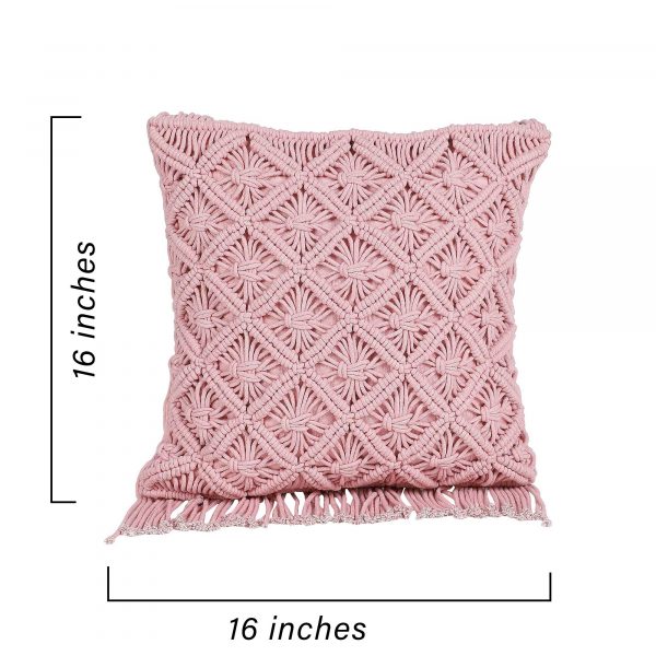 Colorful Macrame Cushion Cover by Kaahira - Pink