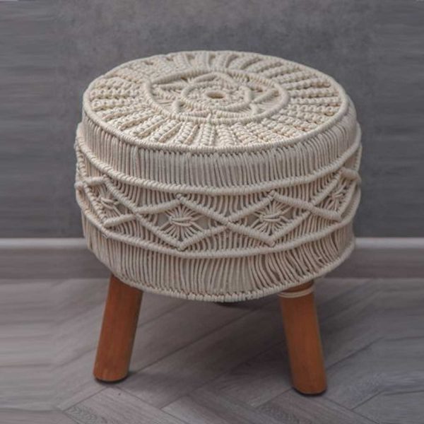 handmade macrame ottoman stool