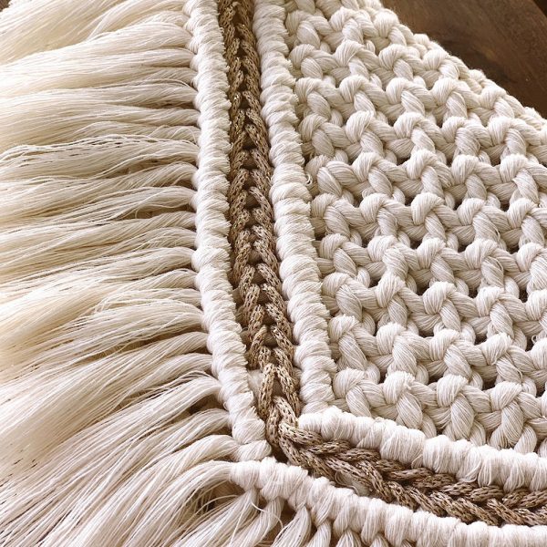 Handmade Macrame Cotton Sling bag by Kaahira - White