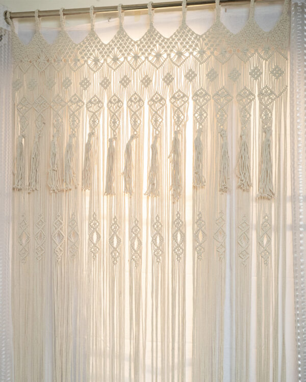 Handwoven Cotton Macrame Rope Curtains for Doors - 4x8 feet