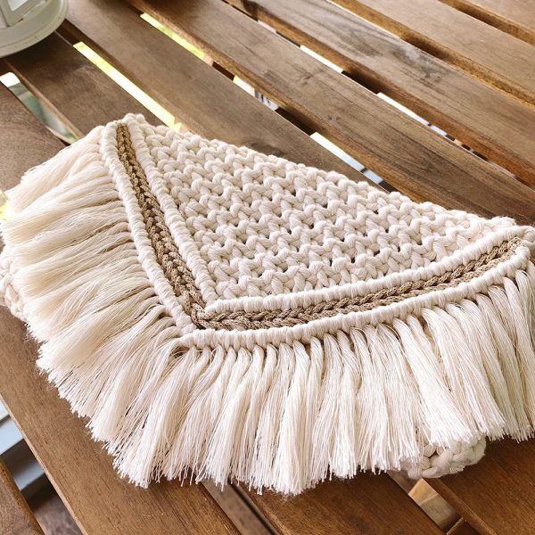 Handmade Macrame Cotton Sling bag by Kaahira - White