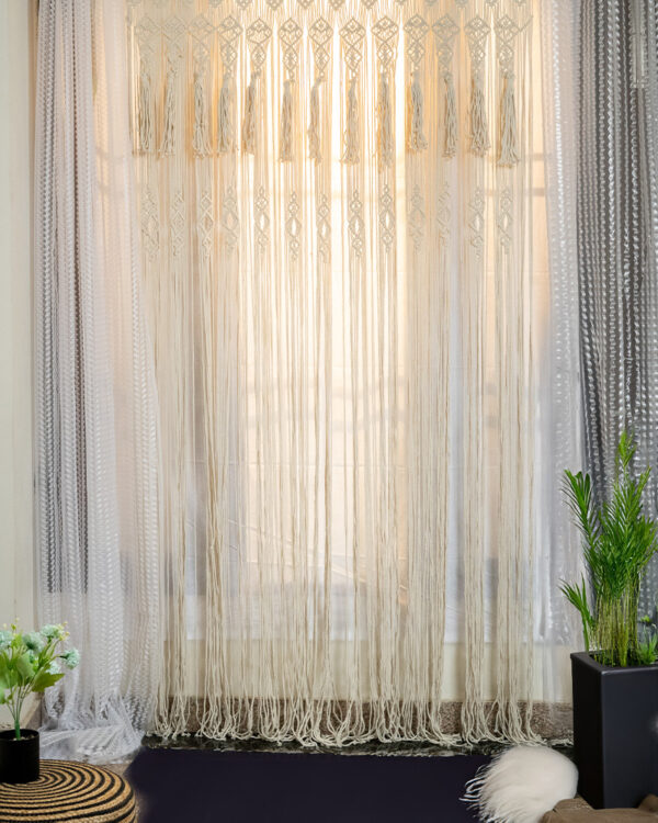 Handwoven Cotton Macrame Rope Curtains for Doors - 4x8 feet