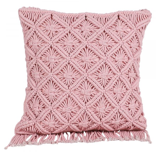 Colorful Macrame Cushion Cover by Kaahira - Pink