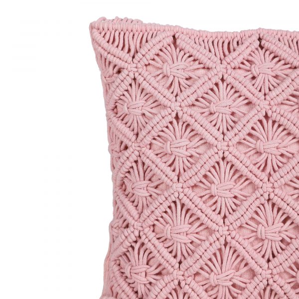 Colorful Macrame Cushion Cover by Kaahira - Pink