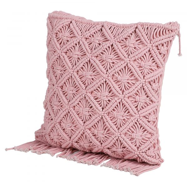 Colorful Macrame Cushion Cover by Kaahira - Pink