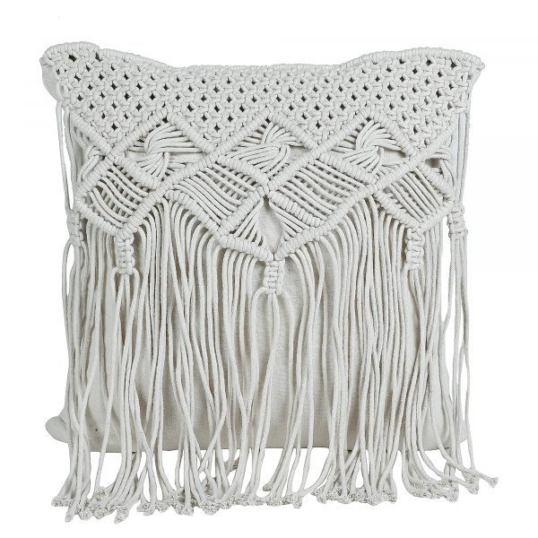 Handmade Macrame Chair Cushion Cover by Kaahira - Off White