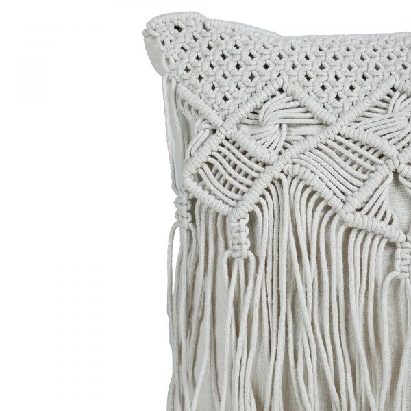 Handmade Macrame Chair Cushion Cover by Kaahira - Off White