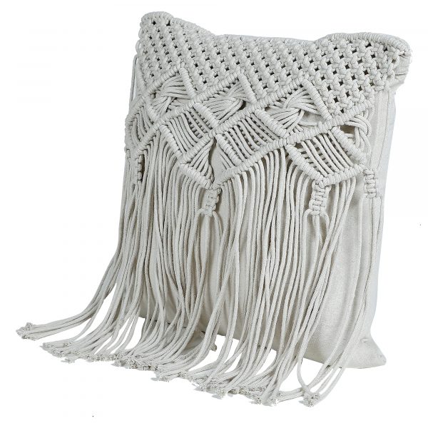 Handmade Macrame Chair Cushion Cover by Kaahira - Off White