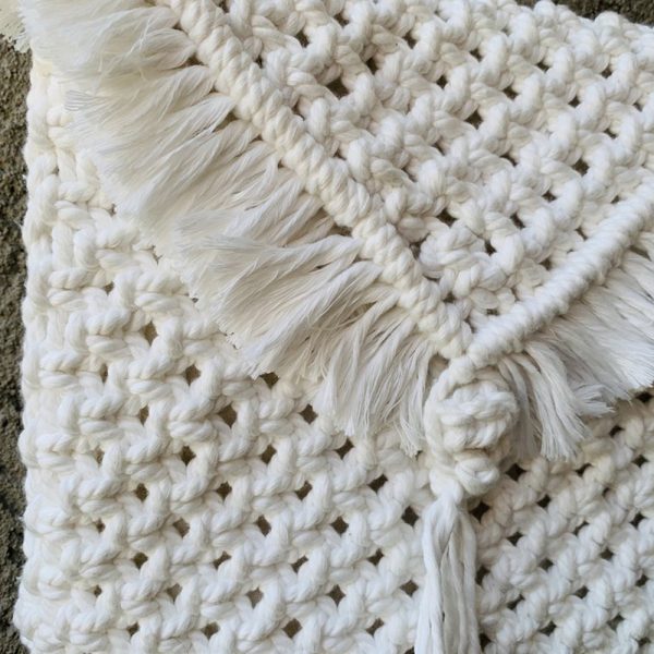 Handmade Macrame Cotton Sling bag by Kaahira - White