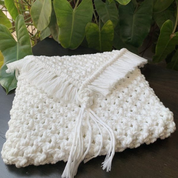 Handmade Macrame Cotton Sling bag by Kaahira - White