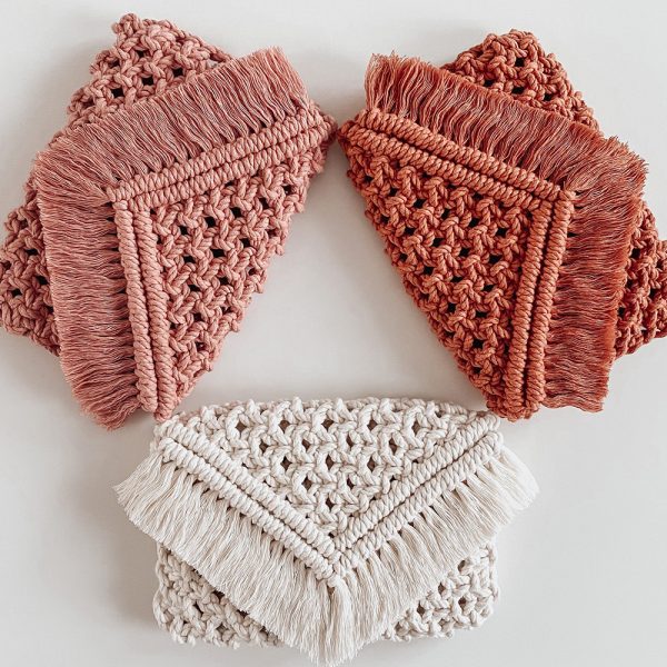 Colorful Handmade Macrame Cotton Clutches by Kaahira