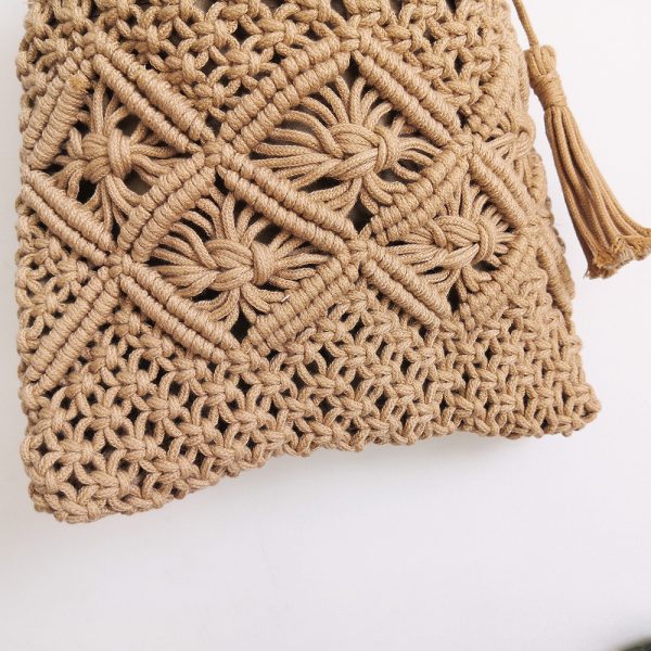 Handmade Macrame Cotton Sling bag by Kaahira - Beige