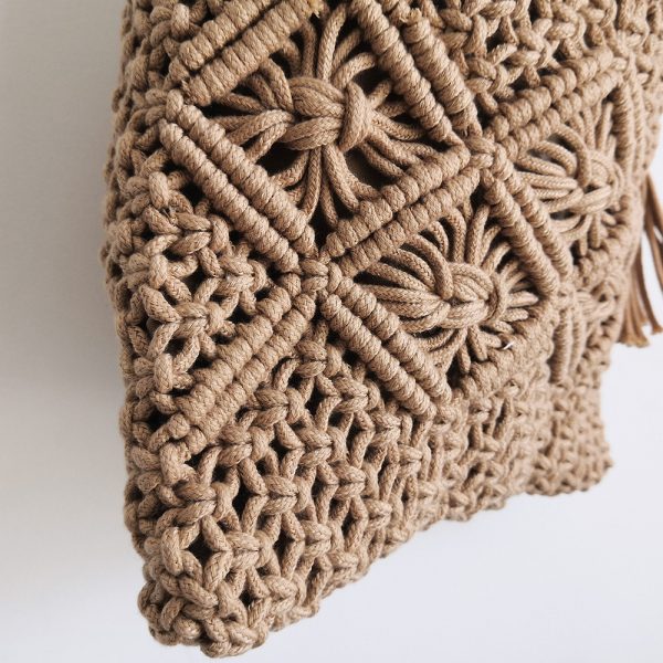 Handmade Macrame Cotton Sling bag by Kaahira - Beige