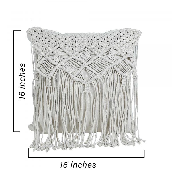 Handmade Macrame Chair Cushion Cover by Kaahira - Off White