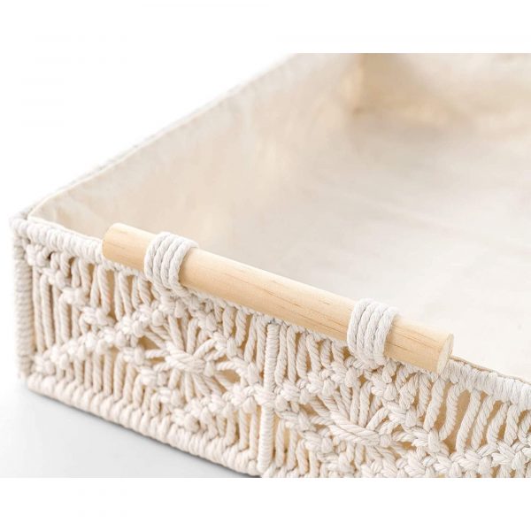 Luxurious Macrame Hamper Basket Tray with Handles